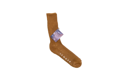 A collaboration with William Kroll of Gloucestershire-based Tender, these natural unbleached woollen socks have been naturally dyed using Workshop Coffee.